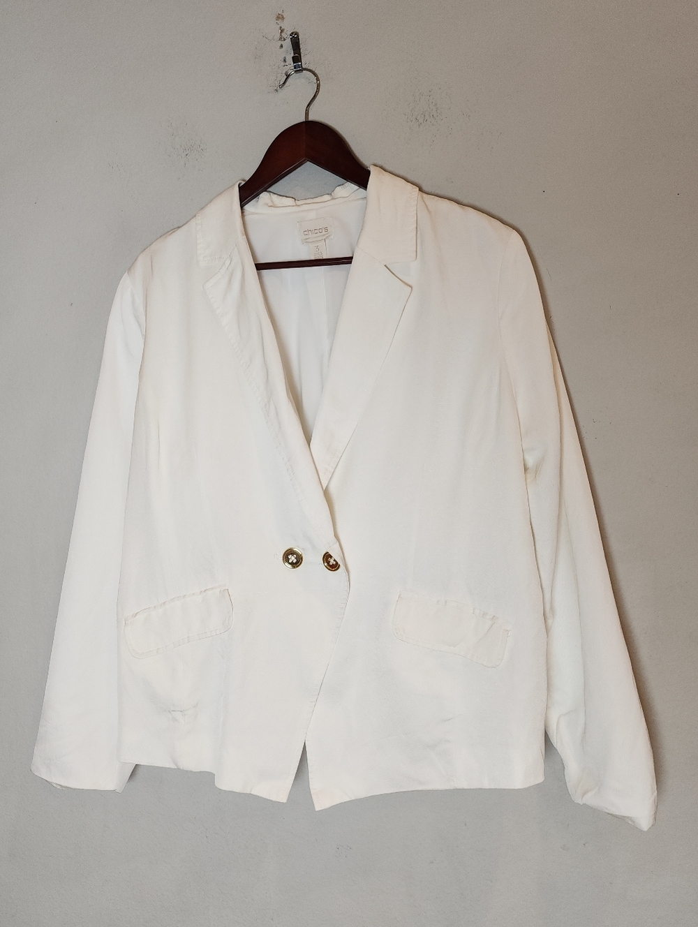 Chico's Linen Rayon Blend White Blazer Jacket Women's Size XL